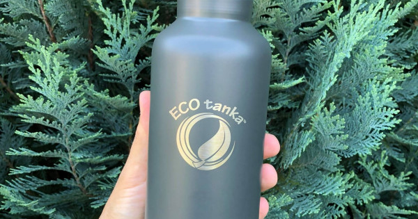 Butelie Din Inox Antracit Ecotanka Sportstanka 800ml Cu Capac Din Inox Bambus