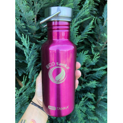 Butelie din inox roz ECOtanka miniTANKA 600ml - cu capac din inox Butelie din inox roz ECOtanka miniTANKA 600ml - cu capac din inox