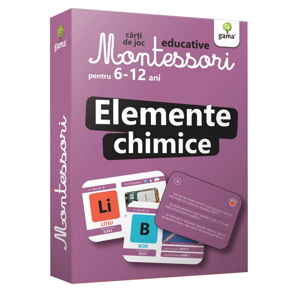 Elemente chimice - Cărți de joc educative Montessori pentru 6-12 ani