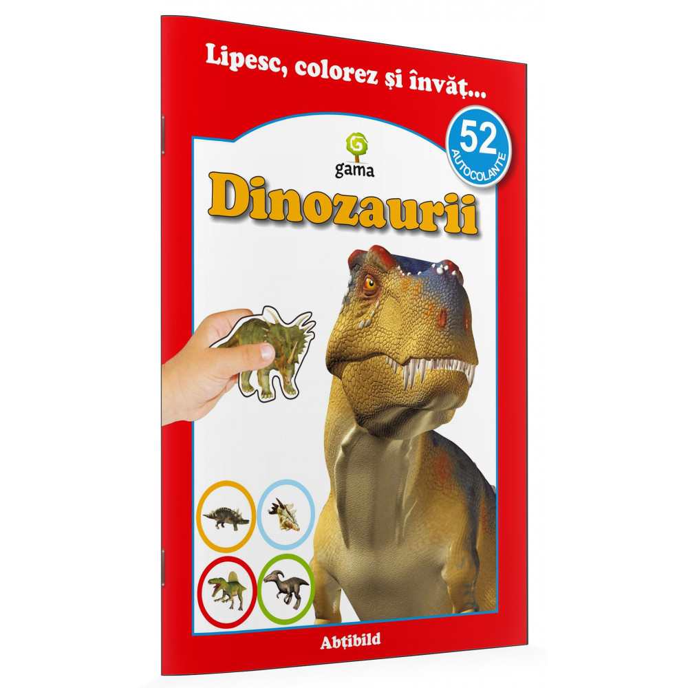 Dinozaurii - Lipesc, colorez și învăț cu 52 autocolante