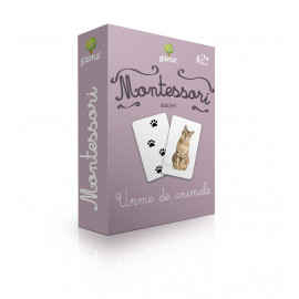 Urme de animale - Cărți de joc bilingve Montessori - Asocieri