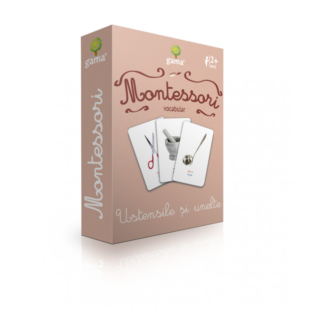 Ustensile și unelte - Cărți de joc bilingve Montessori - Vocabular