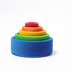 Set de boluri de stivuit curcubeu Grimms Spiel Gut din lemn de anin