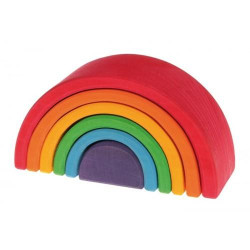 Set Curcubeu 6 piese din lemn de tei Grimms (Rainbow Mediu)