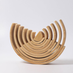 Set Curcubeu Natur 12 piese din lemn de tei Grimms (Rainbow Mare Natural)