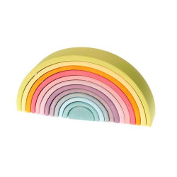 Set Curcubeu Pastel 12 piese din lemn de tei Grimms (Pastel Rainbow Mare)