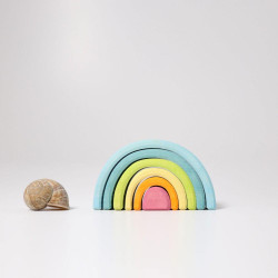 Set Mini-Curcubeu Pastel 6 piese din lemn de tei Grimms (Rainbow Mic Pastel)