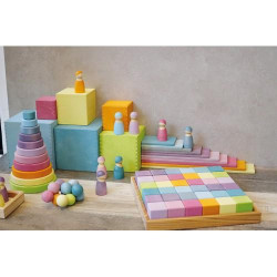 Mărgele pentru bebeluși Grimms din lemn de arțar vopsite non-toxic pastel Mărgele pentru bebeluși Grimms din lemn de arțar vopsite non-toxic pastel