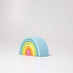 Set Mini-Curcubeu Pastel 6 piese din lemn de tei Grimms (Rainbow Mic Pastel)