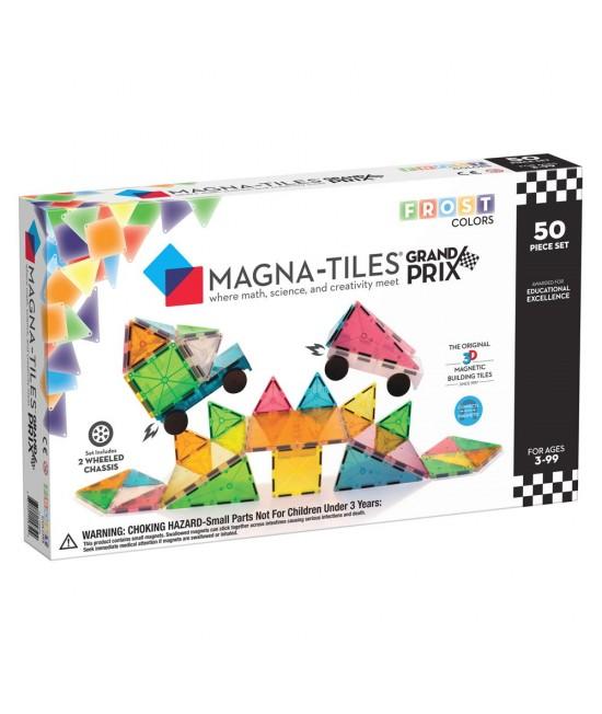 Set Magna-Tiles Grand Prix - 50 piese magnetice de construcție cu mașini