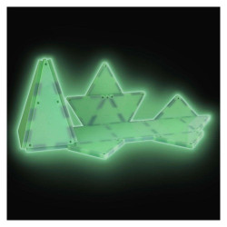 Set MAGNA-TILES Glow - 16 piese magnetice fosforescente + mini-lanternă LED