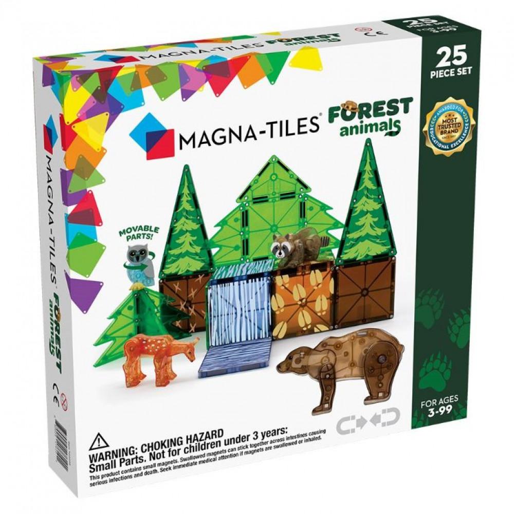 Set Magna-Tiles Forest Animals - 25 piese magnetice de construcție cu animăluțe
