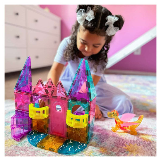 Set MAGNA-TILES Castle Deluxe - 48 piese magnetice de construcție Set MAGNA-TILES Castle Deluxe - 48 piese magnetice de construcție