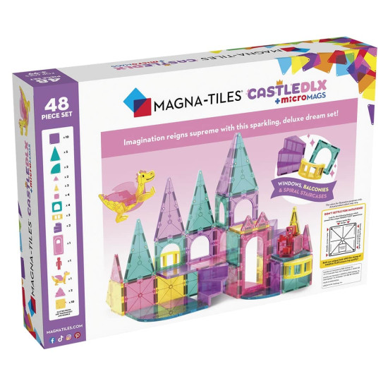 Set MAGNA-TILES Castle Deluxe - 48 piese magnetice de construcție Set MAGNA-TILES Castle Deluxe - 48 piese magnetice de construcție