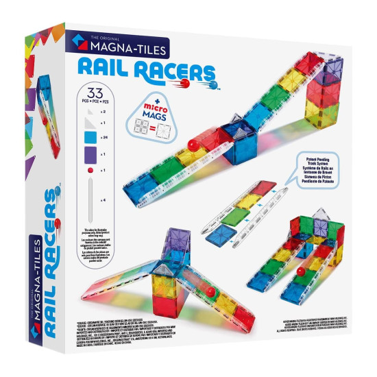 Set MAGNA-TILES Rail Racers - 33 piese magnetice de construcție Set MAGNA-TILES Rail Racers - 33 piese magnetice de construcție