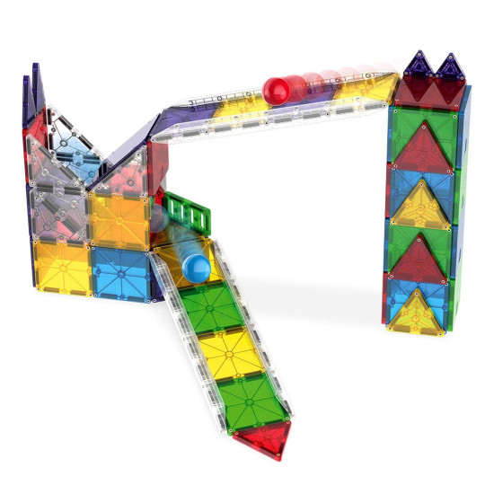 Set MAGNA-TILES Rail Racers Deluxe - 90 piese magnetice de construcție Set MAGNA-TILES Rail Racers Deluxe - 90 piese magnetice de construcție