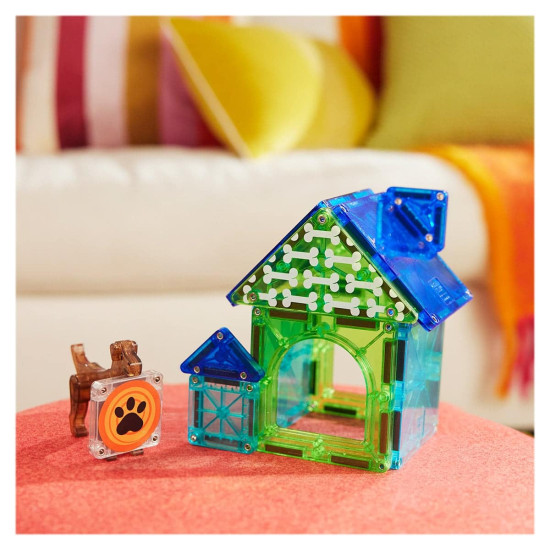 Set MAGNA-TILES Dog House - 13 piese magnetice de construcție