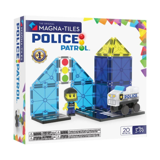 Set MAGNA-TILES Police Patrol - 20 piese magnetice de construcție Set MAGNA-TILES Police Patrol - 20 piese magnetice de construcție