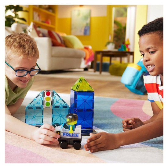 Set MAGNA-TILES Police Patrol - 20 piese magnetice de construcție Set MAGNA-TILES Police Patrol - 20 piese magnetice de construcție