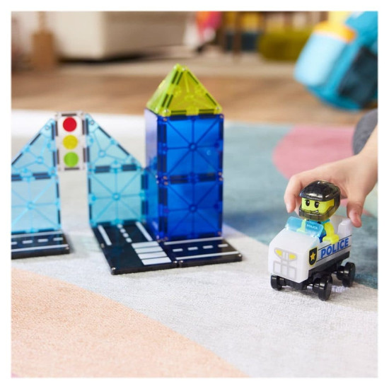 Set MAGNA-TILES Police Patrol - 20 piese magnetice de construcție Set MAGNA-TILES Police Patrol - 20 piese magnetice de construcție