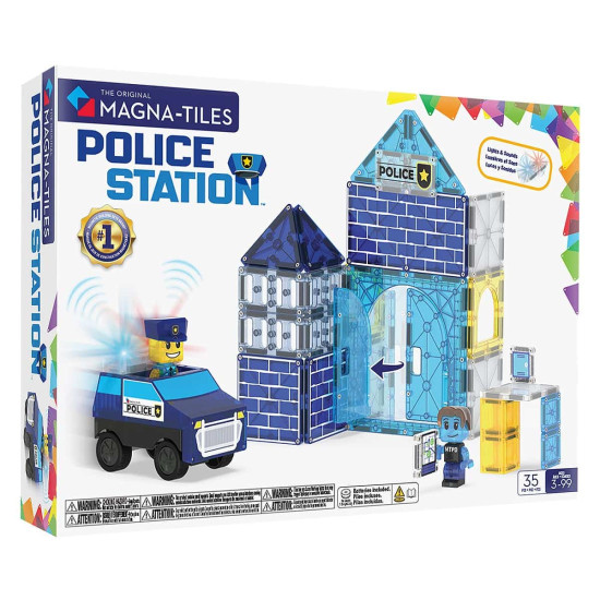 Set MAGNA-TILES Police Station - 35 piese magnetice de construcție Set MAGNA-TILES Police Station - 35 piese magnetice de construcție