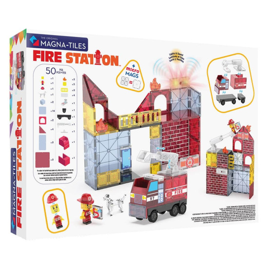 Set MAGNA-TILES Fire Station - 50 piese magnetice de construcție Set MAGNA-TILES Fire Station - 50 piese magnetice de construcție
