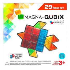 Set Magna-Qubix - 29 piese magnetice de construcție transparente colorate tridimensionale