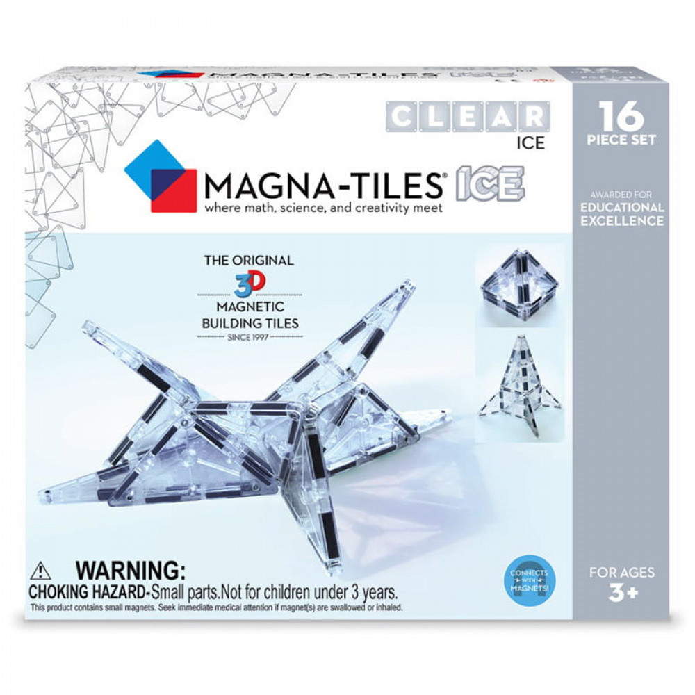 Set Magna-Tiles - 16 piese magnetice de construcție transparente (ICE)