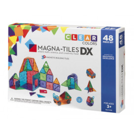 Set Magna-Tiles Deluxe - 48 piese magnetice de construcție transparente colorate