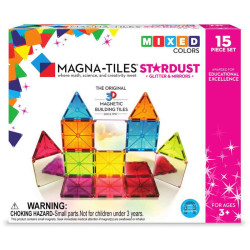 Set MAGNA-TILES Stardust - 15 piese magnetice de construcție cu sclipici și oglinzi