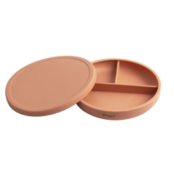 Farfurie compartimentată cu capac Magni Terra Cotta din silicon