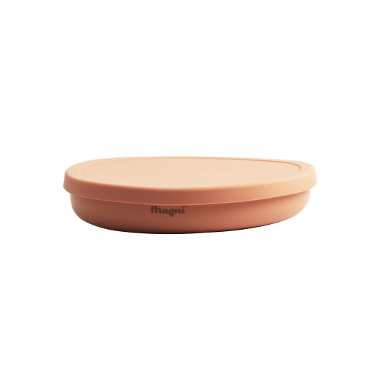 Farfurie compartimentată cu capac Magni terra cotta din silicon