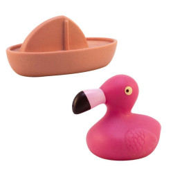 Jucării igienice pentru baie Magni din bioplastic din grâu - barcă și pasăre flamingo Jucării igienice pentru baie Magni din bioplastic din grâu - barcă și pasăre flamingo