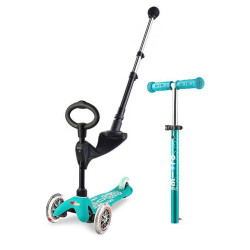 Trotinetă Mini Micro 3-în-1 Deluxe Aqua Cu Mâner Parental Trotinetă Mini Micro 3-în-1 Deluxe Aqua Cu Mâner Parental