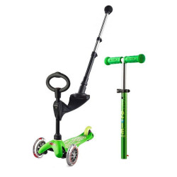 Trotinetă Mini Micro 3-în-1 Deluxe Green Cu Mâner Parental Trotinetă Mini Micro 3-în-1 Deluxe Green Cu Mâner Parental