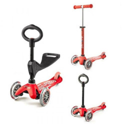 Trotinetă Mini Micro 3-în-1 Deluxe Red pentru copii de 1-6 ani