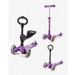 Trotinetă Mini Micro 3-în-1 Deluxe Purple pentru copii de 1-6 ani