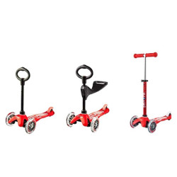 Trotinetă Mini Micro 3-în-1 Deluxe Red pentru copii de 1-6 ani