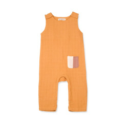 Salopetă fără mâneci din muselină de bumbac organic Organic by Feldman pentru copii - Play of Colors Sun Ochre Salopetă fără mâneci din muselină de bumbac organic Organic by Feldman pentru copii - Play of Colors Sun Ochre