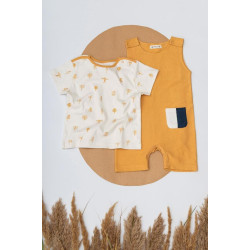 Salopetă scurtă fără mâneci din bumbac organic French Terry Organic by Feldman pentru copii - Play of Colors Ochre Salopetă scurtă fără mâneci din bumbac organic French Terry Organic by Feldman pentru copii - Play of Colors Ochre