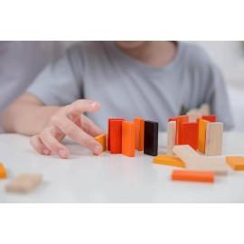 Mini Domino din lemn ECO Plan Toys - 22 de piese ecologice