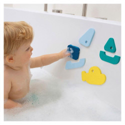 Puzzle pentru baie - set de 8 piese - bărcuțe colorate Quut Toys