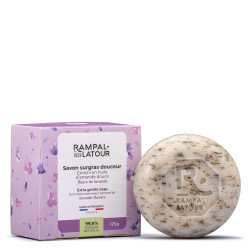 Săpun natural Rampal Latour cu flori de lavandă în cutie de carton, zero waste - 125 grame