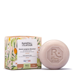 Săpun natural Rampal Latour cu migdale și miere în cutie de carton, zero waste - 125 grame