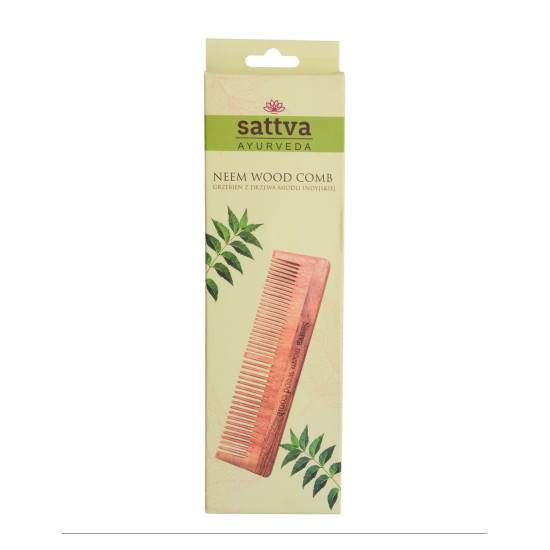 Pieptene din lemn neem Sattva Ayurveda cu dinți deși și rari Pieptene din lemn neem Sattva Ayurveda cu dinți deși și rari