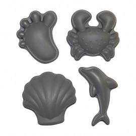 Set de 4 forme pentru nisip Scrunch Kids din silicon pentru copii -  Anthracite Grey