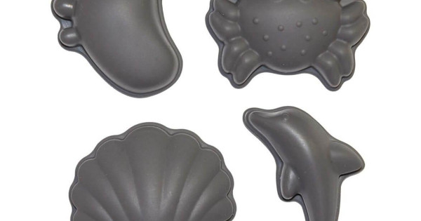 Set De 4 Forme Pentru Nisip Scrunch Kids Din Silicon Pentru Copii Anthracite Grey