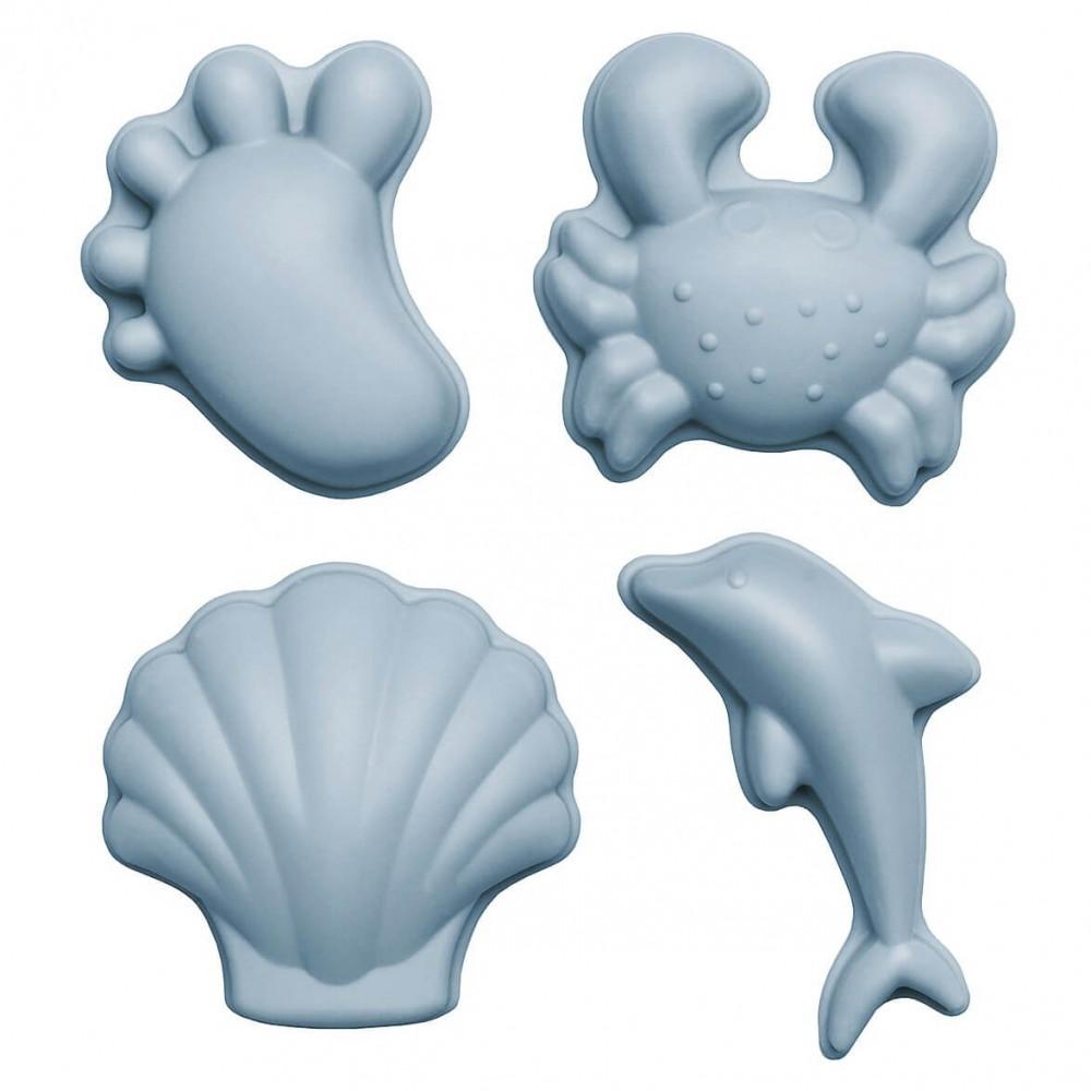 Set de 4 forme pentru nisip Scrunch Kids din silicon pentru copii - Duck Egg Blue