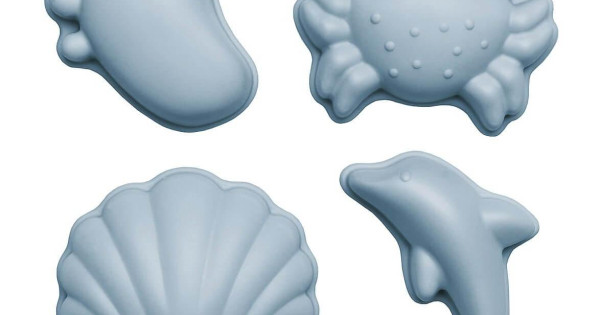 Set De 4 Forme Pentru Nisip Scrunch Kids Din Silicon Pentru Copii Duck Egg Blue