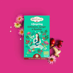 Ceai organic ayurvedic Shoti Maa Balance Your Day - Lifespring - Active - echinacea, ghimbir și măceșe BIO - 16 dz x 2g Ceai organic ayurvedic Shoti Maa Balance Your Day - Lifespring - Active - echinacea, ghimbir și măceșe BIO - 16 dz x 2g